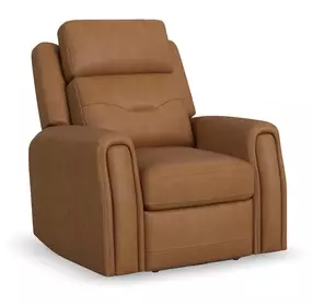 Felix Toasted Almond Leather Zero Gravity Triple Power Recliner with USB Charging and Heat Massage