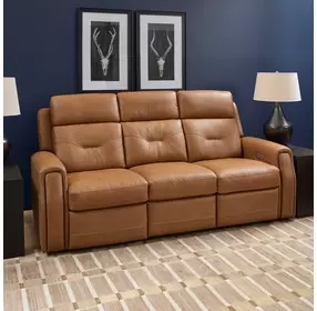 Felix Toasted Almond Leather 86" Zero Gravity Triple Power Reclining Sofa with USB Charging and Heat Massage