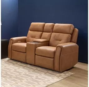 Felix Toasted Almond Leather 74" Zero Gravity Triple Power Reclining Loveseat with USB Charging and Heat Massage
