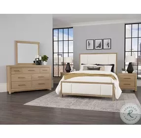 Ben And Erin Napier Bleached Cherry And White Performance Fabric Upholstered Queen Panel Bed