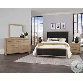 Ben And Erin Napier Bleached Cherry And Black Upholstered California King Panel Bed