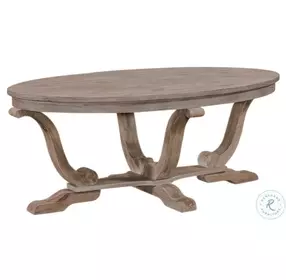 Ashford Mill Stone Whitewash and Wire Brush Oval Occasional Table Set