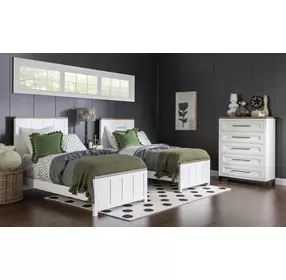 Dutton Natural White and Toasted Coconut Twin Panel Bed