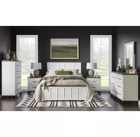 Dutton Natural White and Toasted Coconut 2 Drawer Nightstand with USB Charging