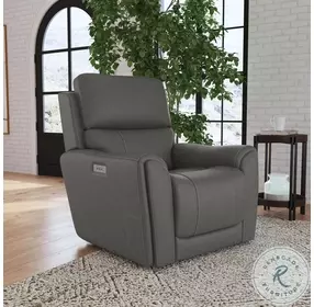 Carter Gray Power Recliner With Power Headrest And Lumbar