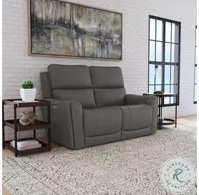 Carter Gray Power Reclining Loveseat With Power Headrest And Lumbar