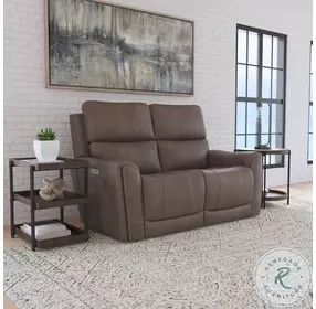 Carter Brown Power Reclining Loveseat With Power Headrest And Lumbar