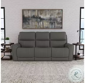 Carter Gray Power Reclining Console Living Room Set With Power Headrest And Lumbar
