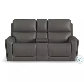 Carter Gray Power Reclining Console Loveseat With Power Headrest And Lumbar