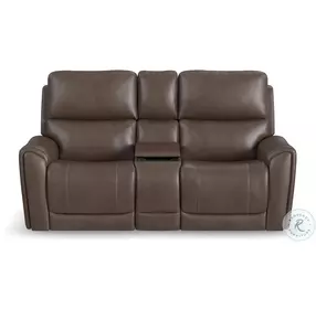 Carter Brown Power Reclining Console Loveseat With Power Headrest And Lumbar