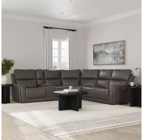 Carter Smoke 6 Piece Modular Zero Gravity Power Reclining Sectional with Power Lumbar and USB Charging