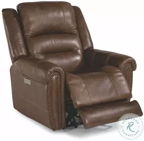 Oscar Dark Brown Leather Power Recliner With Power Headrest And Lumbar