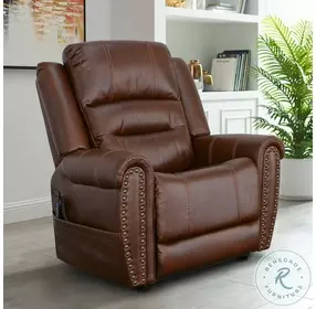 Oscar Dark Brown Leather Power Lift Recliner With Power Headrest And Lumbar