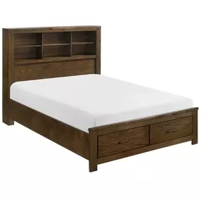 Sullivan Brown Full Storage Wall Platform Bed with Nightstand