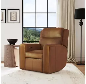 Wyatt Canyon Brown Leather Zero Gravity Power Recliner with Power Lumbar and USB Charging
