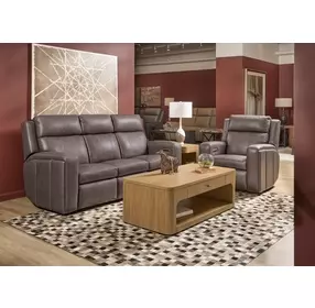 Wyatt Gunmetal Gray Leather 85" Zero Gravity Power Reclining Sofa with Power Lumbar and USB Charging