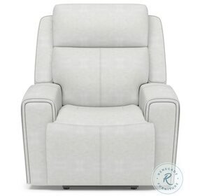 Barnett Cream Leather Power Recliner With Power Headrest And Lumbar
