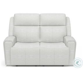 Barnett Cream Leather Power Reclining Loveseat With Power Headrest And Lumbar