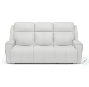 Barnett Cream Leather Power Reclining Sofa With Power Headrest And Lumbar