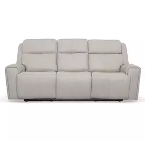 Barnett Cream Leather Power Reclining Living Room Set With Power Headrest And Lumbar