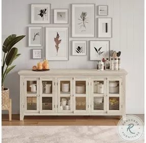 Rustic Shores Scrimshaw 6 Door Low Accent Cabinet