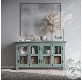 Rustic Shores Surfside 4 Door Low Accent Cabinet