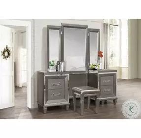 Tamsin Silver Gray Metallic Vanity With Mirror