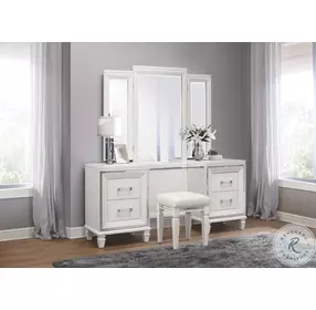 Tamsin White Metallic Vanity With Mirror