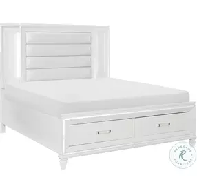 Tamsin White Metallic Storage Platform Bedroom Set