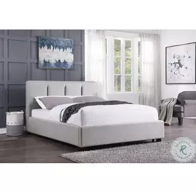 Aitana Gray Queen Upholstered Platform Bed