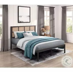Sanibel Dark Bronze Faux Cane Full Platform Bed