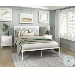Sanibel White Faux Rattan King Platform Bed