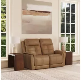 Ranger Oakridge Brown Leather 63" Zero Gravity Power Reclining Loveseat with USB Charging and Heat Massage
