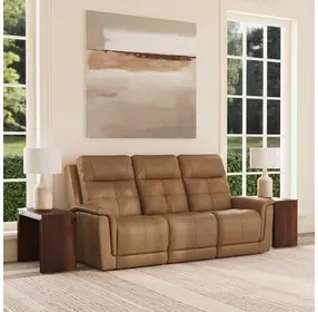 Ranger Oakridge Brown Leather 86" Zero Gravity Power Reclining Sofa with USB Charging and Heat Massage
