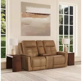 Ranger Oakridge Brown Leather 73" Zero Gravity Power Reclining Loveseat with USB Charging and Heat Massage