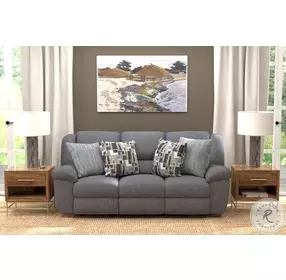 Trifecta Smoke Reclining 90" Sofa with Drop Down Table