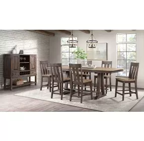 Transitions Driftwood and Sable 96" Extendable Rectangular Counter Height Table