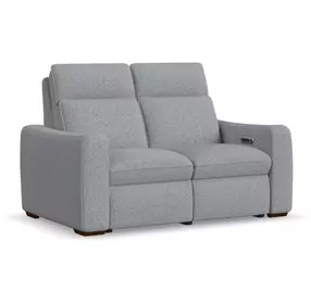 Ava Gray Performance Fabric 64" Triple Power Reclining Loveseat with USB Charging