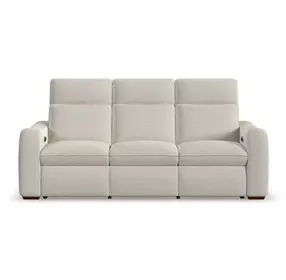 Ava Cream Performance Fabric Triple Power Reclining Living Room Set