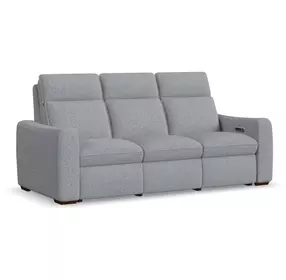 Ava Gray Performance Fabric 87" Triple Power Reclining Sofa with USB Charging