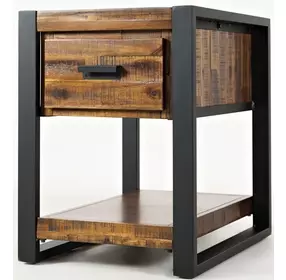 Loftworks Distressed Brown Chairside Table