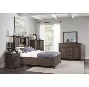 Madison County Barnwood Brown Queen Bookcase Bed