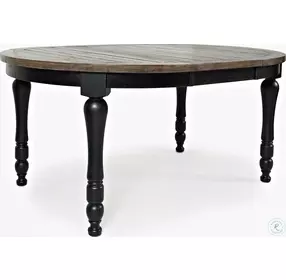Madison County Vintage Black Round to Oval Extendable Dining Room Set