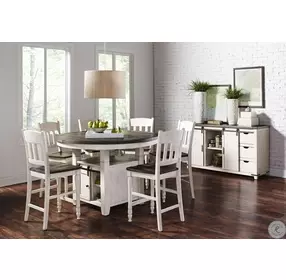 Madison County Vintage White Slat Back Counter Height Stool Set of 2