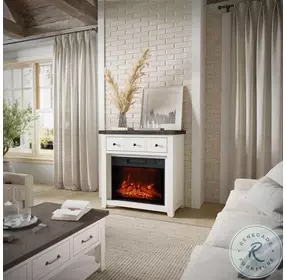 Madison County Antique White 32" TV Stand with Electric Fireplace