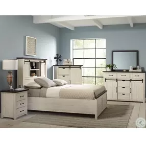 Madison County Vintage White King Bookcase Bed