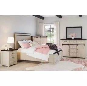 Madison County Vintage White King Platform Bed
