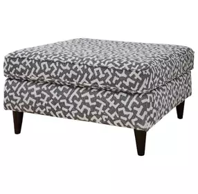 Contour Natural Gray and White Performance Fabric Upholstered Square Cocktail Ottoman