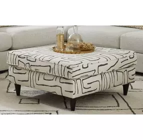 Durango Pewter Gray and White Performance Fabric Upholstered 38" Square Cocktail Ottoman