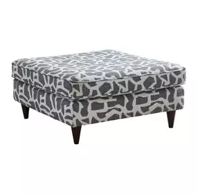 Scarborough Steel Gray and White Upholstered Square Cocktail Ottoman